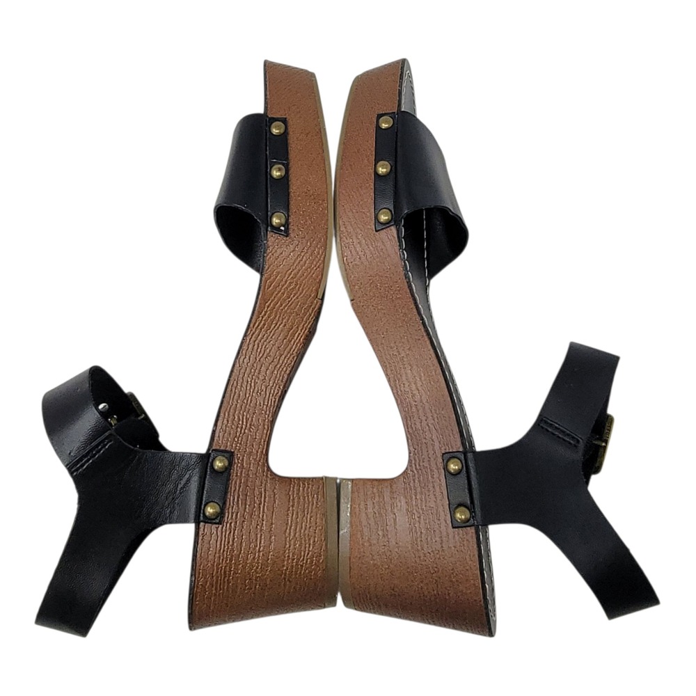 American‎ Eagle Sandals Size 9 Black Strappy Block Heel Studded Buckle Strap New - Picture 9 of 14